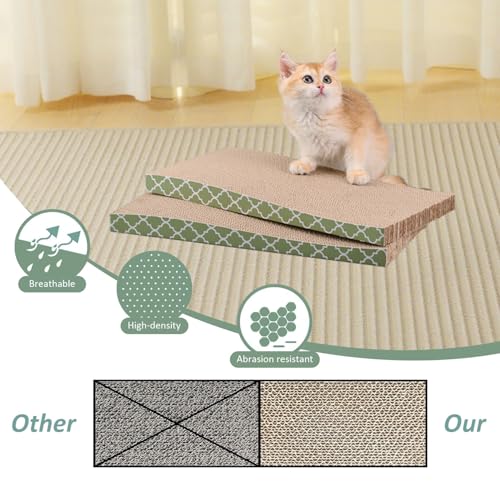 Cat Scratcher Cardboard Scratching Pads Scratch with Catnip 2PCS Reversible Corrugated Cardboard - size: M-2PCS