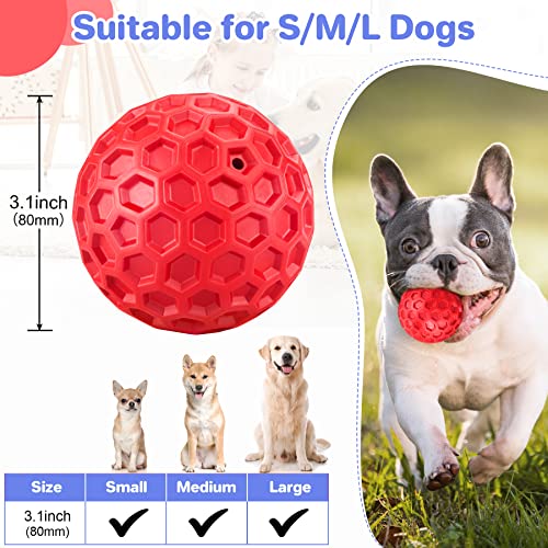 DISSKNIC Indestructible Squeaky Dog Balls for Aggressive Chewers, Interactive Dog Toys for Aggressive Chewers for Relieving Anxiety, Dog Chew Toy Balls for Small Medium Large Dogs, Outdoor Dog Toys - color: Red, size: Large