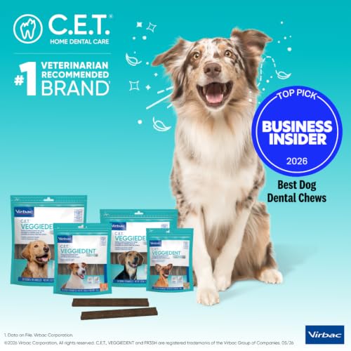 C.E.T. Veggiedent Fr3sh Plaque and Tartar Control Chews for Dogs, Medium - size: Medium 22-66lbs