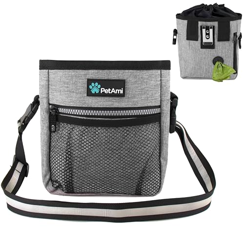 PetAmi Hands Free Dog Treat Pouch for Training and Walking, Gray - color: Heather Gray