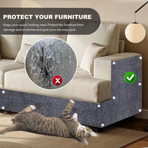118x15.8in Self-Adhesive Cat Scratching Mat, Couch Protector from Cat Claws - color: Dark Grey, size: 118"X15.8"