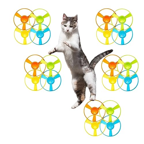 Cat Fetch Toys, Interactive Flying Cat Toys with 20 Colored Flying Propellers, Pet Tracks Chasing Toy for for Kitten Training Hunting(only 20 Propellers)