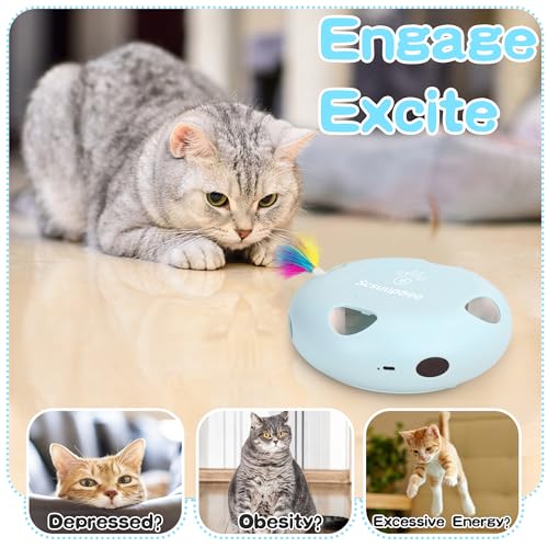 Rechargeable Interactive Cat Toy, Blue - color: Blue