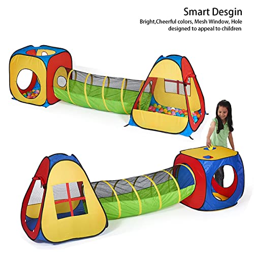 UTEX 3 in 1 Pop Up Play Tent with Tunnel, Indoor/Outdoor Playhouse - color: Red/Yellow & Square Tent