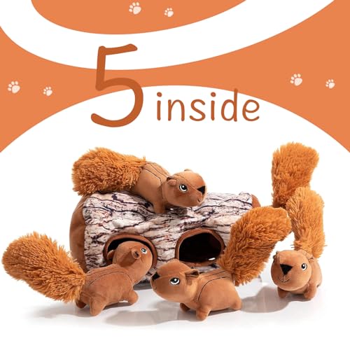 Hollypet Squeaky Hide and Seek Dog Toys for Small and Medium, Squirrel - style: Squirrel