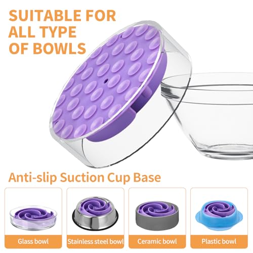 Slow Feeder Dog Bowls Insert, Bestalk Soft Silicone Slow Eating Feeder Insert with Suction Cups for Small, Medium and Large Dogs, Fit into Basic and Elevated Bowls - color: Purple, size: L