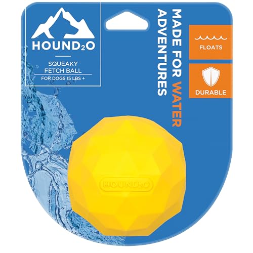 Playology Hound2O Squeaky Fetch Ball - Floating Outdoor Dog Toy - Yellow
