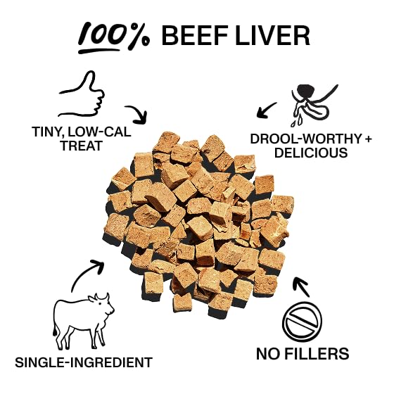 Spot & Tango Beef Liver Dog Training Treats - 100% Beef Liver, Freeze-Dried Dog Snack - Grain & Gluten-Free - for Small, Medium, and Large Dogs - for Puppies Through Seniors