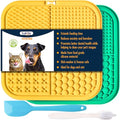 LUKITO Premium Silicone Licking Mat for Dogs & Cats, 77 Suction Cups, Slow Feeder, Boredom Reducer, Anxiety Relief, Dishwasher Safe, Food Grade - color: Large-Yellow&Green