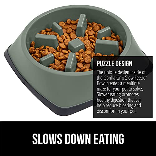 GORILLA GRIP® Patented Slow Feeder Dog and Cat Bowl, BPA Free, 2 Cup Sage - color: Sage, size: 2 Cup