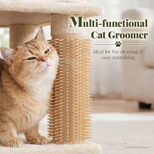 Hey-brother Cat Tree Tower with Steped Climbing Condos, Platforms, MPJ061MJ - color: Beige and Brown