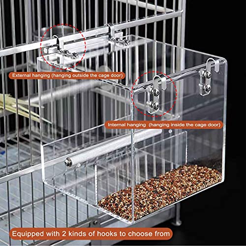 Automatic Acrylic Bird Feeder No Mess Bird Feeder Cage for Small Birds - size: L: 6.2" x 6.3" x 6.3"