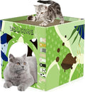 Bissap Cat Cardboard House, Large Thickened Play House with 2 Story Scratch Pads Bed Scratching Lounge for Indoor Cats Kittens Breathable Cube Shelter Corrugated Scratcher Box Toy - style: 1 PCS