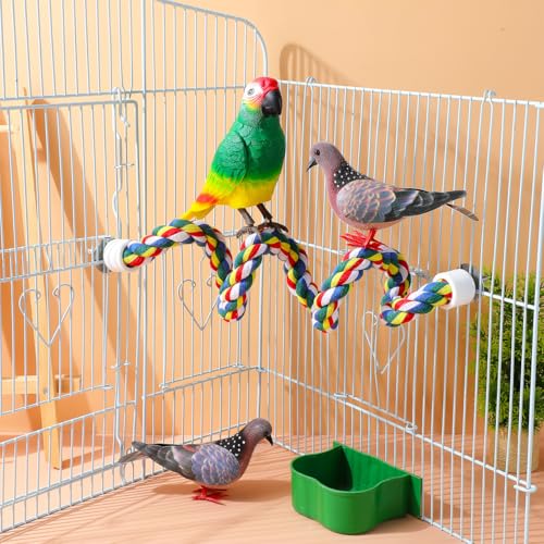Hemobllo Parrot Cotton Rope Perch 23.62 in Bird Rope for Cages Climbing Chewing Standing Station for Parakeets Balance Training Exercise and Boredom Relief - size: 60cm