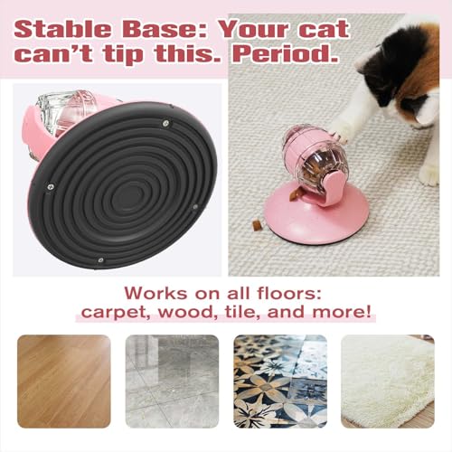 Cat Slow Feeder Toy, Interactive Cat Toy, cat treat dispenser toy(Pink) - color: Pink