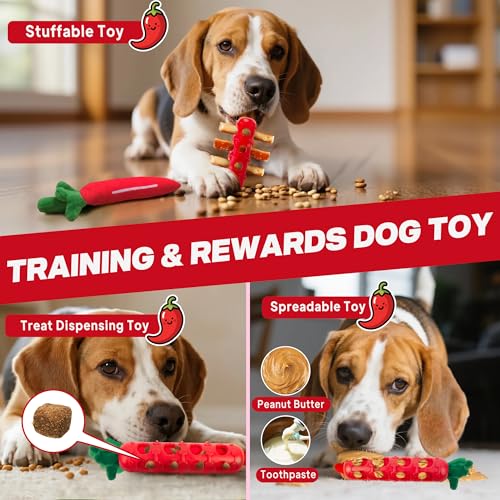Fida 2-in-1 Puppy Teething Toys, Natural Rubber Chew Toys for Dogs, Chilly - color: Red Chilly