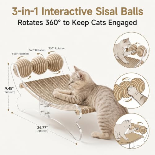 Acrylic Cat Scratcher Bed, Sisal Cat Scratching Board Recliner