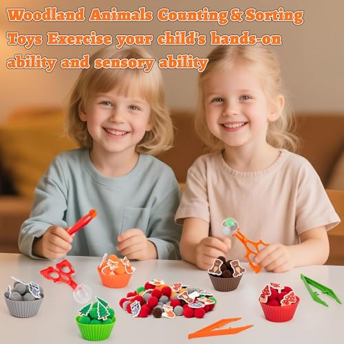 EZdhuawuse Woodland Animals Sensory Bin Fillers, 266Pcs Fall Gifts for Kids - style: Woodland Animals
