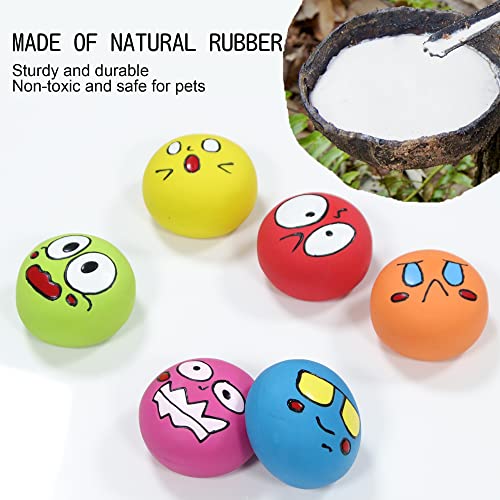 Latex Dog Chewing Squeaky Ball Toys Face Fetch Play Toy for Puppy Small Medium Pets Dog cat (6 PCS(C)) - color: 6 PCS(C)