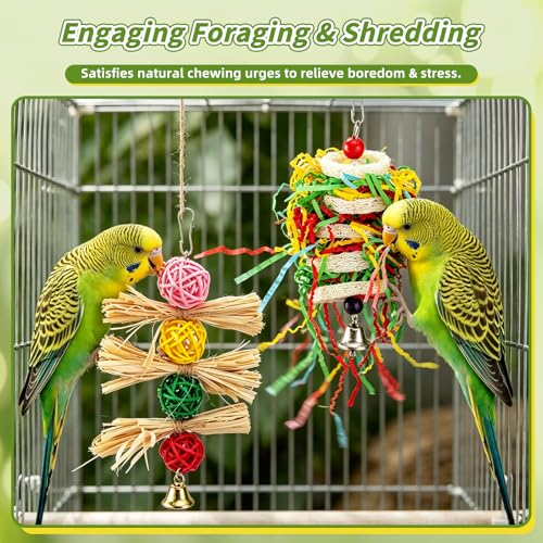 8 Pcs Natural Wood Bird Toys & Perches Set for Cages - size: Bird Toys & Perches Set
