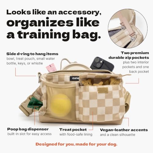 Cleverpup Walk & Train 2-in-1 Dog Walking Bag - Hands-Free, Sand - color: Sand
