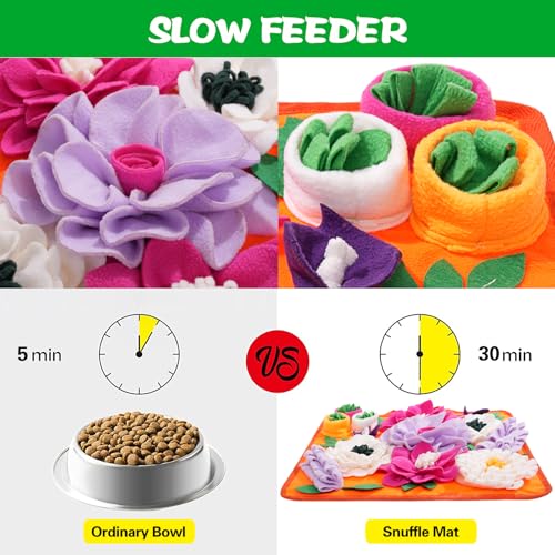 Snuffle Mat for Dogs,Dog Feeding Mat Sniff Mat Interactive Dog Puzzle Mat for Training and Stress Relief Encourages Natural Foraging Skills (Bright Orange) - color: bright orange