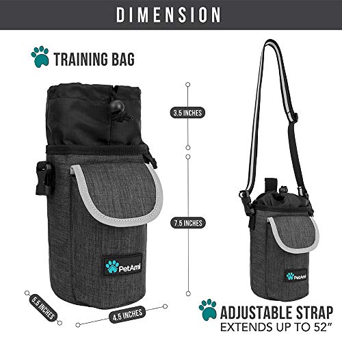 PetAmi Dog Treat Pouch, Large Hands-Free Training Bag, Charcoal - color: Charcoal