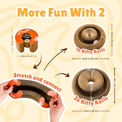 KITTY KURLZ Interactive Cat Toy & Cardboard Cat Scratcher