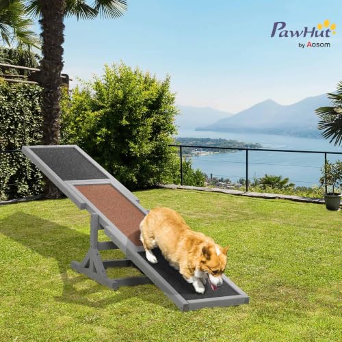 PawHut Wooden Dog Agility Seesaw for Exercise 71" L x 12" W x 12" H Gray - color: Grey, size: 70.75" x 11.75" x 11.75"