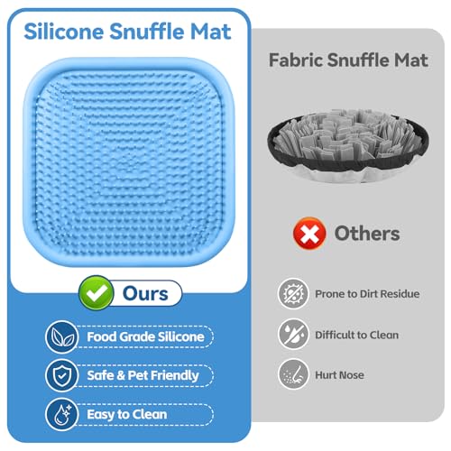 Snuffle Mat for Dogs 23.6" x 23.6" Silicone Large Slow Feeder Mat, Blue - color: Blue:23.6"x23.6"