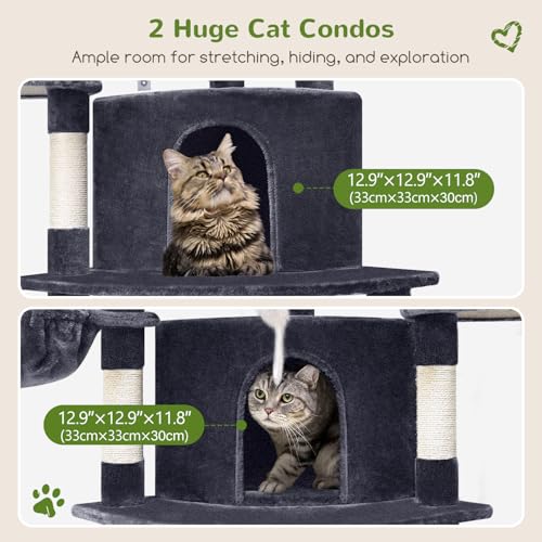 Globlazer 66in Corner Cat Tree Tower for Indoor Large Cats, C66, Dark Grey - color: Dark Gray, size: 66inch