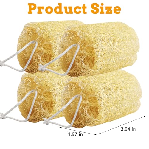 4 Pcs Rabbit Chew Toys Natural Bunny Loofah Chew Toy Chinchilla Teeth Grinding Toys Guinea Pig Fibre-Rich Treats Enrichment Bunny Accessories for Rabbits Hamster (L) - color: L- (4 PCS)