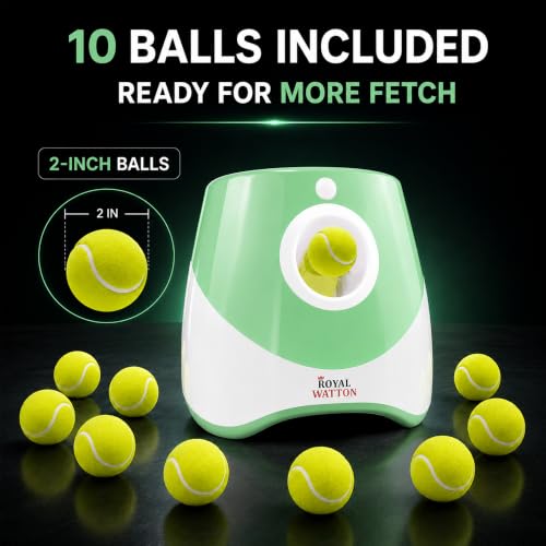 Automatic Dog Ball Launcher for Dogs with 10 Balls, Rechargeable Fetch Toy - color: Green