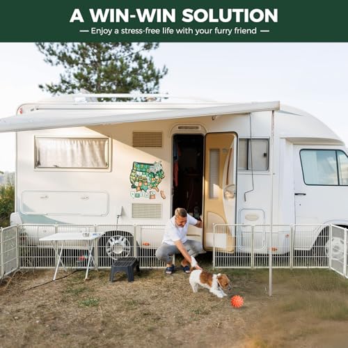 FXW Rollick Dog Playpen, Indoor, Yard & RV Camping, 32" H, 16 Panels - color: White, size: 32"H