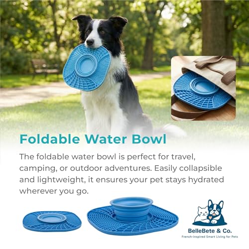 BelleBête & Co. 3-in-1 Pet Slow Feeder Bowl Lick Mat with Collapsible Bowl for Dog & Cat – Food-Grade Material & Non-Slip Base for Kibble, Dry and Wet Food, Digestive Health & Reduce Anxiety | Green - color: Green