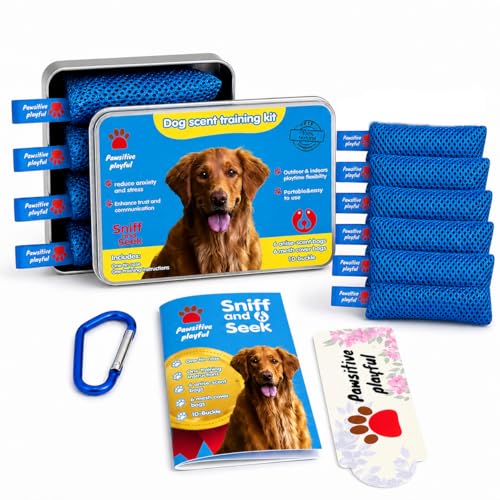 Dog Scent Training Kit for Dogs - 6 Scent Work Tins, Hides & Nosework Bags