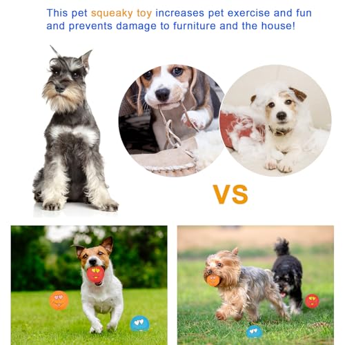 Dog Squeaky Toys Latex Squeak Balls Rubber Soft Chewing Fun Smile Toys Interactive Fetch Play Dog Balls for Puppy Small Pet Dogs (3 PCS)…