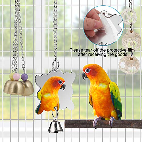 For Parakeet, Conure, Cockatiel, Love Birds, Parrots - Bird Cage Hammock with Ladder, Hanging Bell Swing, Chewing Toy
