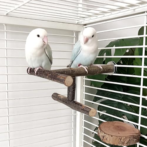Natural Wood Bird Perches for Cage, Parrot Cage Perch Stand, Cage Accessories, Wooden Platform for Birds, Toys for Parakeets, Cockatiel, Budgie, Conure - color: Tperches