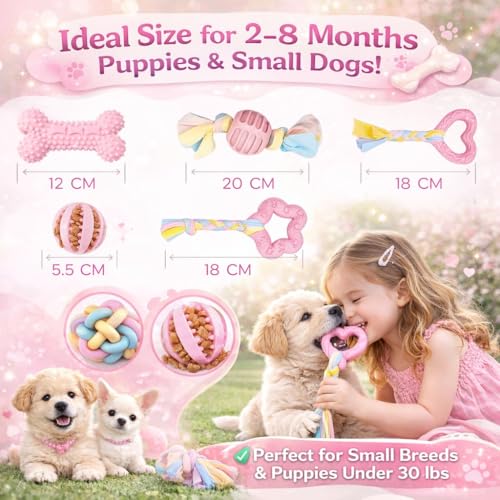 Halloween Puppy Chew Toys, 6 Pack Teething Toys for Small Breed Puppies - color: 6 Pack Pink Chew Toys
