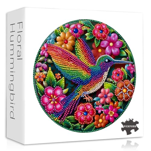 Colorful Hummingbird Puzzle for Adults, Round Beaded Art Bird Flower Puzzle - style: Colorful Hummingbird Puzzle