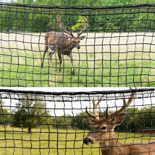 4 x 75ft Deer Fence Netting, Heavy Duty Plastic Mesh Fence Deer Netting, 55GSM Deer Fence for Garden, Reinforced Edges Anti Bird Netting Mesh for Trees Vegetable Raised Bed(55GSM, 4 x 75ft) - size: 4 X 75ft