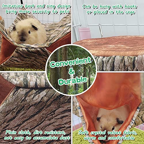 EAEDMY Guinea Pig Rat Ferret Tree Hole Bed and Hammock Tunnel, Hanging Bunk, Parrot Bird Hideout, Small Animals Soft Bed (3.Tree Hole) - color: 3.Tree hole bed