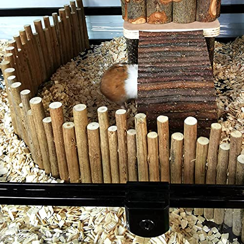 Ejoyous Hamster Wooden Bridge, Wood Ladder Hamster Fence Hideout Cage Bedding Climbing Toys for Syrian Hamsters Gerbil Small Animals (40CM Fence) - size: 40CM Fence