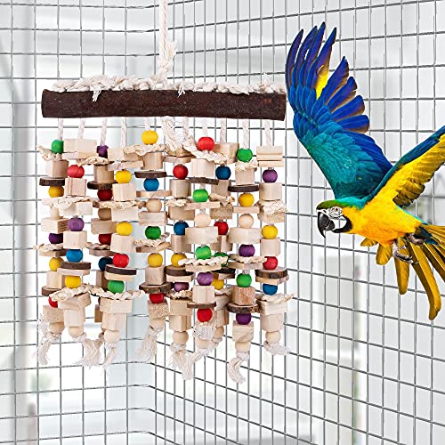20.5"X 11" Large Bird Parrot Chewing Toy-Natural Wooden Parrot Tearing Toys - color: Natural