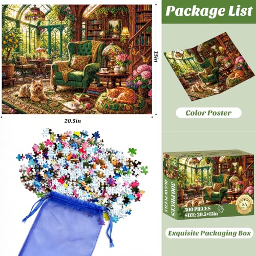 500 Piece Puzzle for Adults,Garden Books Library Jigsaw Puzzles 500 Pieces - color: Garden Library