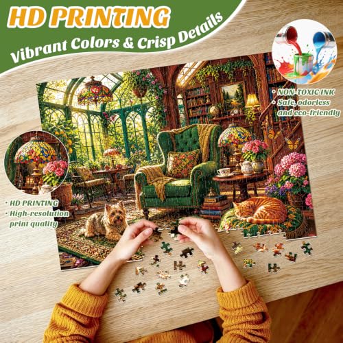 500 Piece Puzzle for Adults,Garden Books Library Jigsaw Puzzles 500 Pieces - color: Garden Library