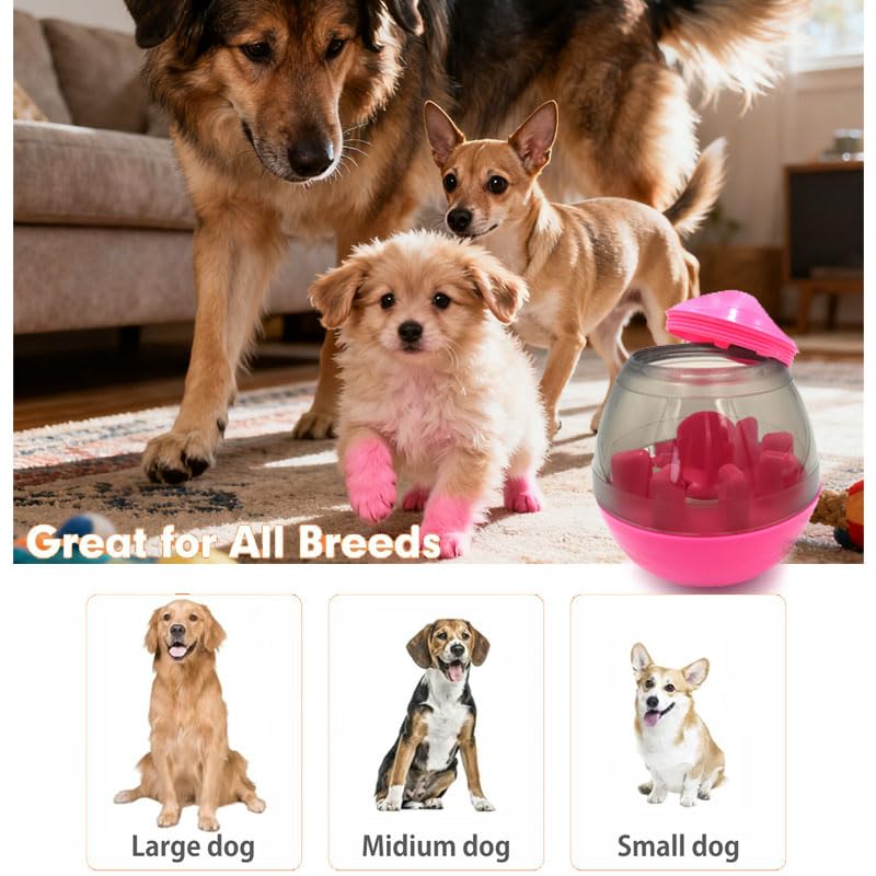 Interactive Dog Treat Toy Adjustable Treat Dispensing Ball Food Dispenser Tough Slow Feeder Puppy Enrichment Training Toy Pet Interactive Chase Toys for Small Medium Dogs Gift for Pets (Red) - color: Red