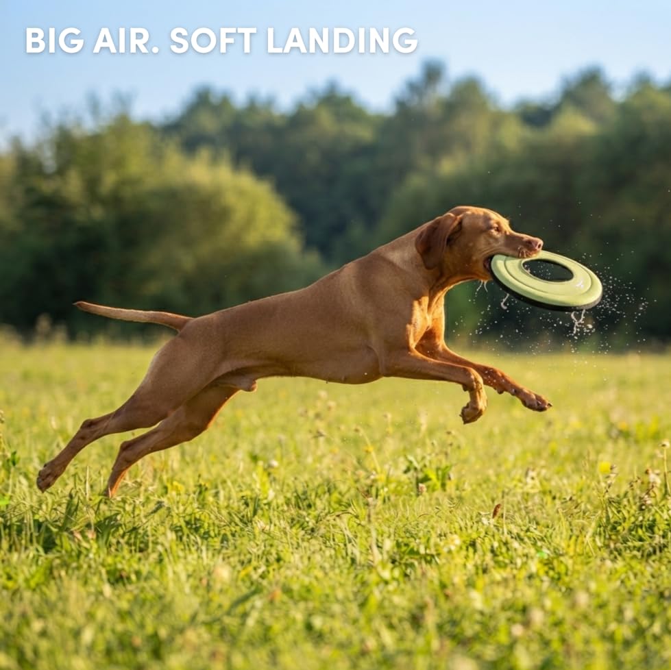 OllyDog Mini Super Flyer, Dog Flying Disc – Floating Fetch Toy, Soft on Teeth, Eco-Friendly Recycled Material, Lightweight, for Small & Medium Dogs (Sol, 9") - color: Sol
