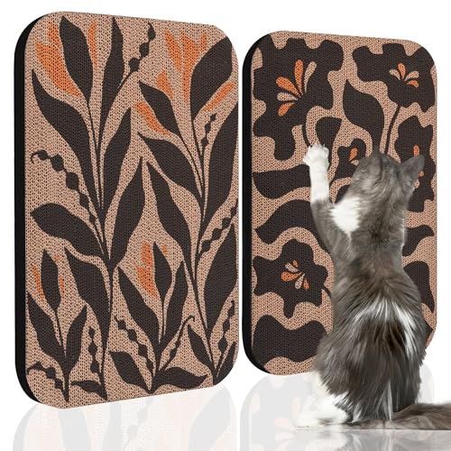 2 Pack Cat Wall Scratcher, Art Cat Scratching Board for Cats - color: Black & White 2